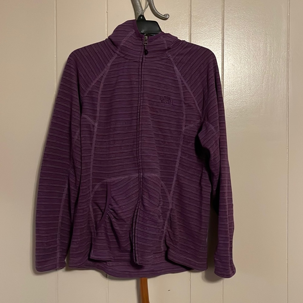 Womens XL North Face Hooded Zip Fleece w / pockets